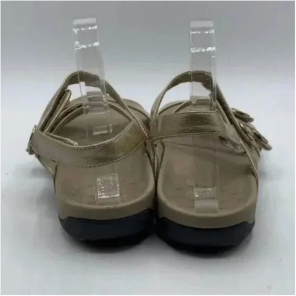 Vionic by Orthaheel Cathy Triple Strap Gold Metallic Sandals Size 7 - Picture 5 of 8